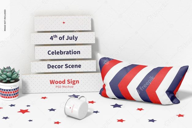4Th Of July Celebration Decor Scene Mockup Perspective Psd