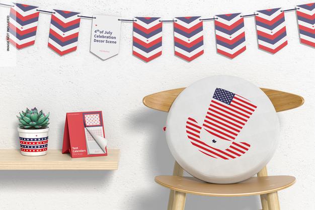 4Th Of July Celebration Decor Scene Mockup Psd