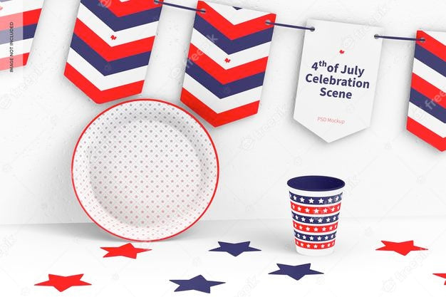 4Th Of July Celebration Scene Mockup, Front View Psd