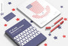 4Th Of July Stationery Scene Mockup, Perspective Psd
