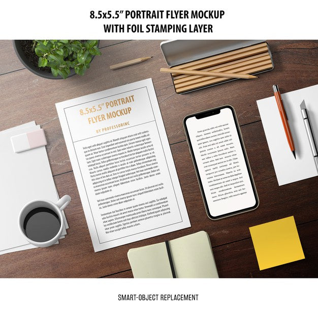 5.5X8.5'' Portrait Flyer Mockup Psd
