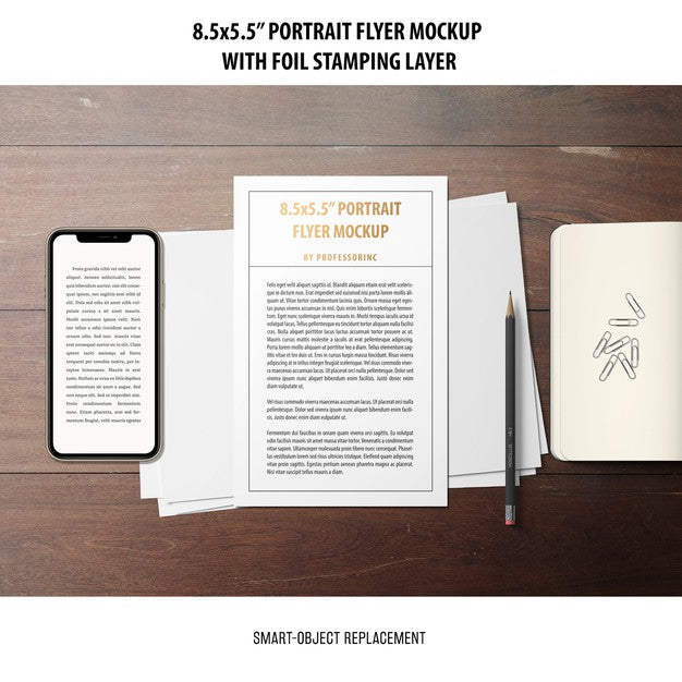 5.5X8.5'' Portrait Flyer Mockup Psd