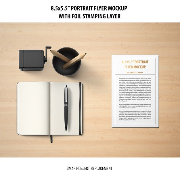 5.5X8.5'' Portrait Flyer Mockup Psd