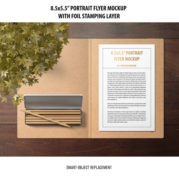 5.5X8.5'' Portrait Flyer Mockup Psd