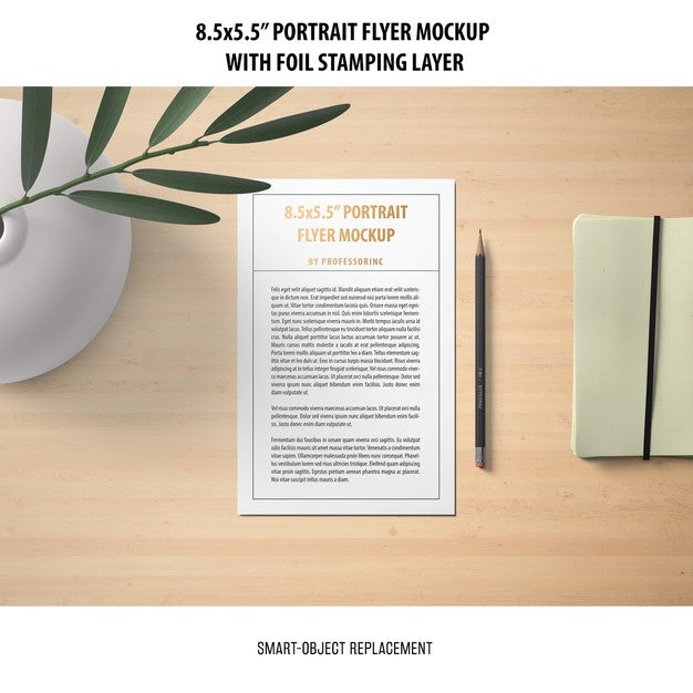 5.5X8.5'' Portrait Flyer Mockup Psd