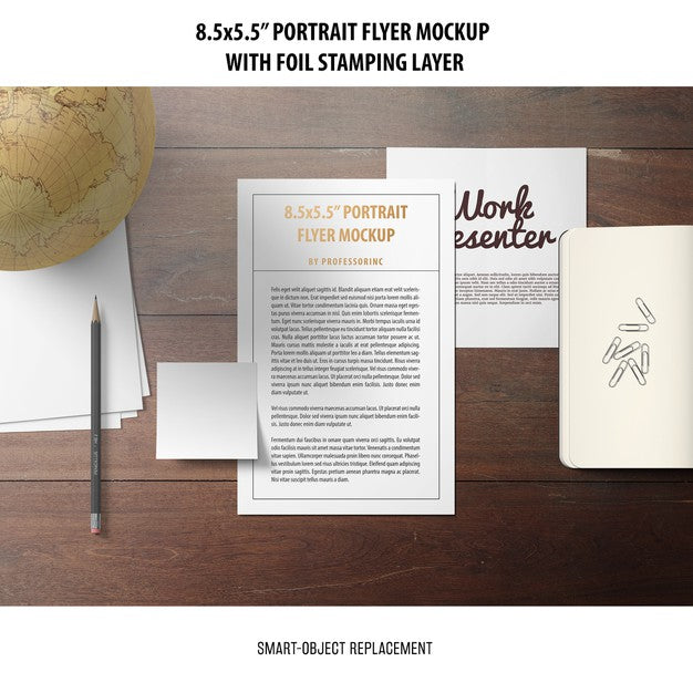 5.5X8.5'' Portrait Flyer Mockup Psd