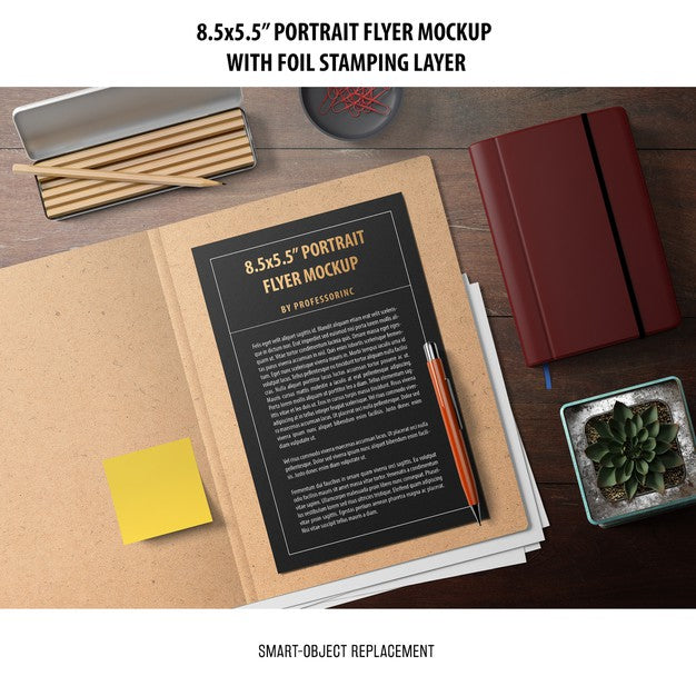 5.5X8.5'' Portrait Flyer Mockup Psd