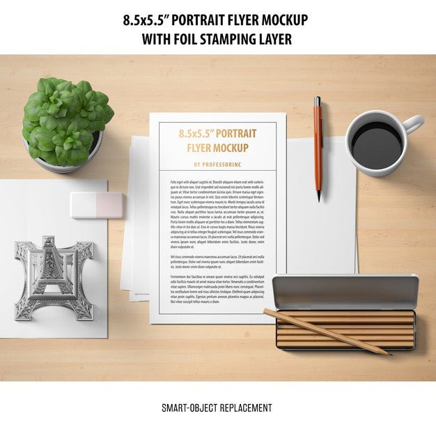 5.5X8.5'' Portrait Flyer Mockup Psd