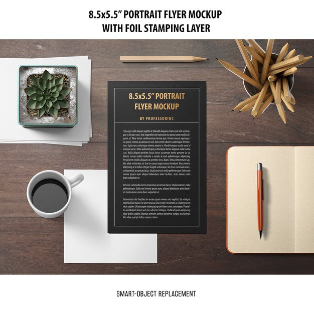 5.5X8.5'' Portrait Flyer Mockup Psd