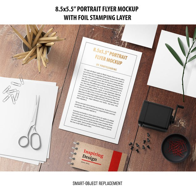 5.5X8.5'' Portrait Flyer Mockup Psd