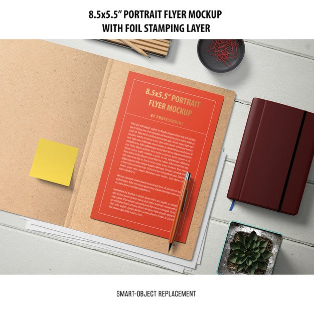 5.5X8.5'' Portrait Flyer Mockup Psd
