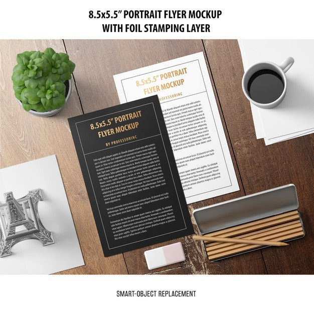 5.5X8.5'' Portrait Flyer Mockup Psd