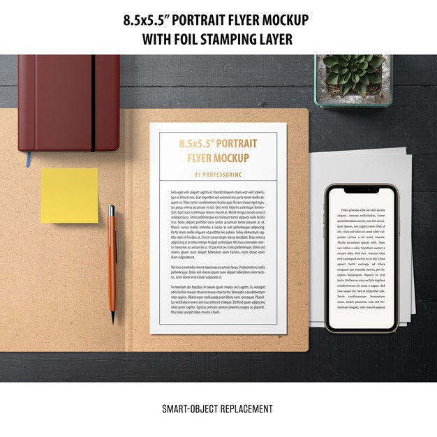 5.5X8.5'' Portrait Flyer Mockup Psd