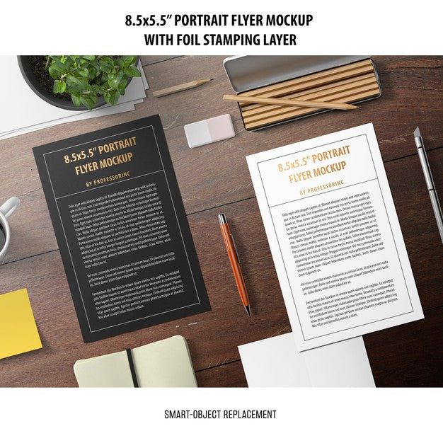 5.5X8.5'' Portrait Flyer Mockup Psd