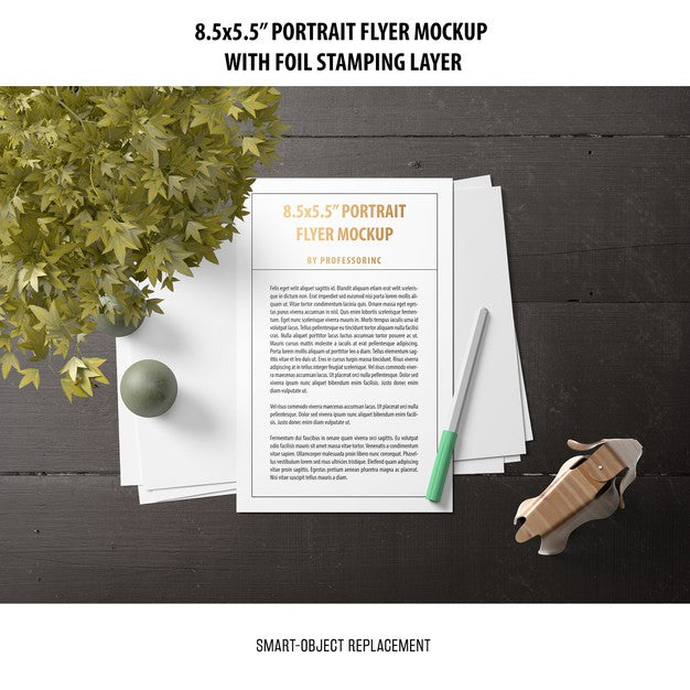 5.5X8.5'' Portrait Flyer Mockup Psd