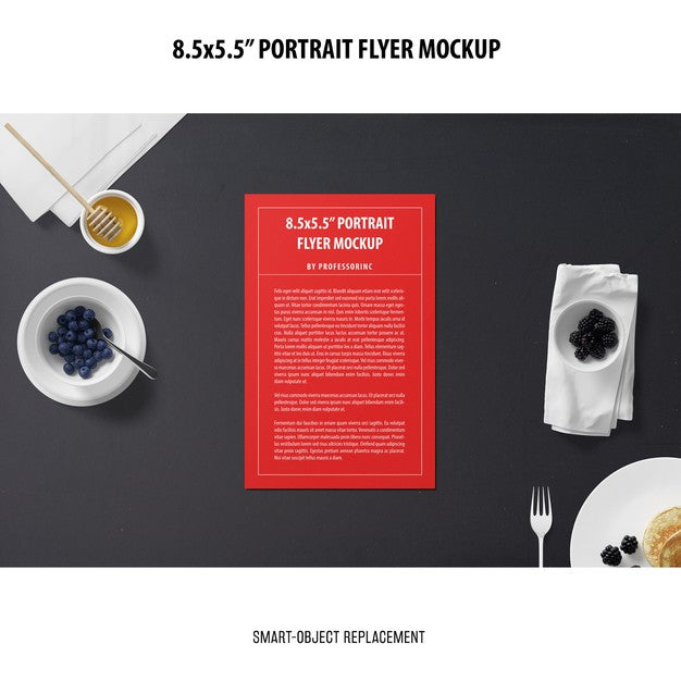 5.5X8.5'' Portrait Flyer Mockup Psd