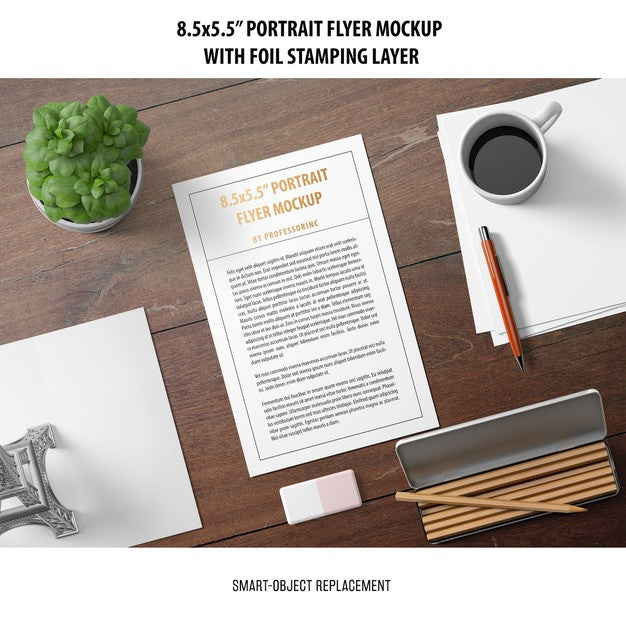 5.5X8.5'' Portrait Flyer Mockup Psd