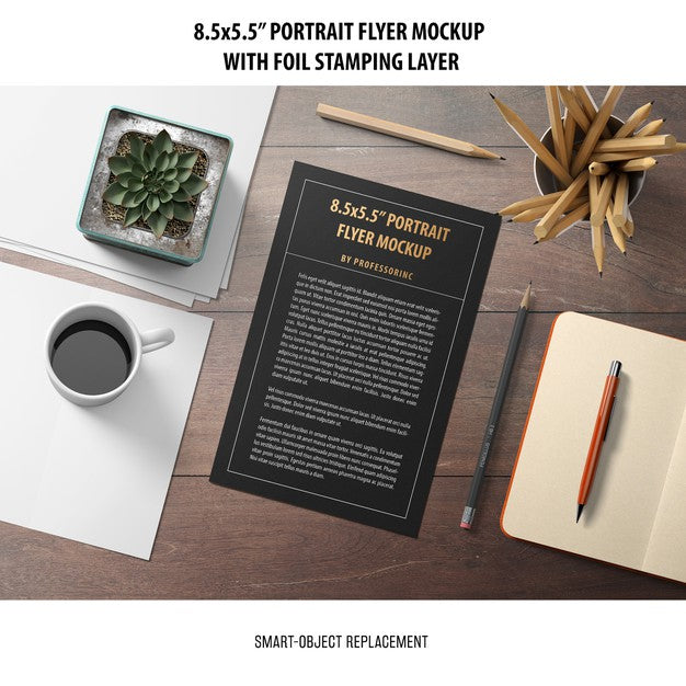 5.5X8.5'' Portrait Flyer Mockup Psd