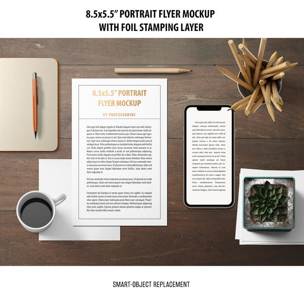 5.5X8.5'' Portrait Flyer Mockup Psd