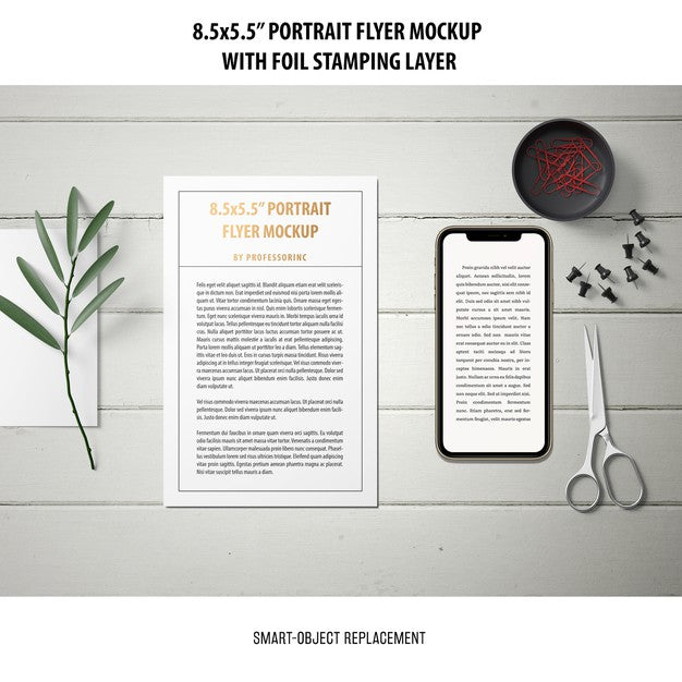 5.5X8.5'' Portrait Flyer Mockup Psd