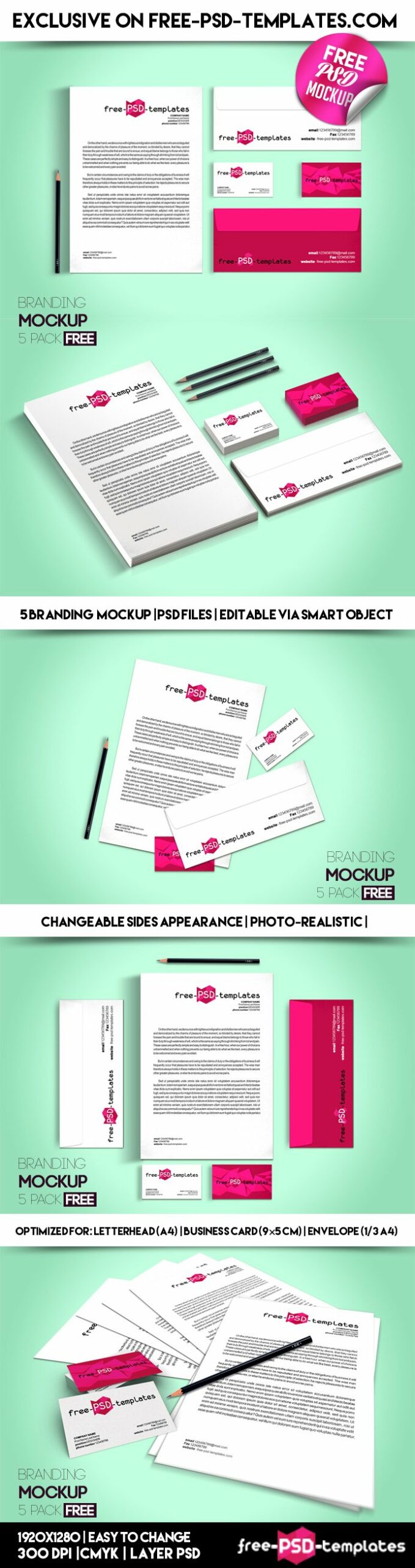 5 Branding Mock-Up In Psd