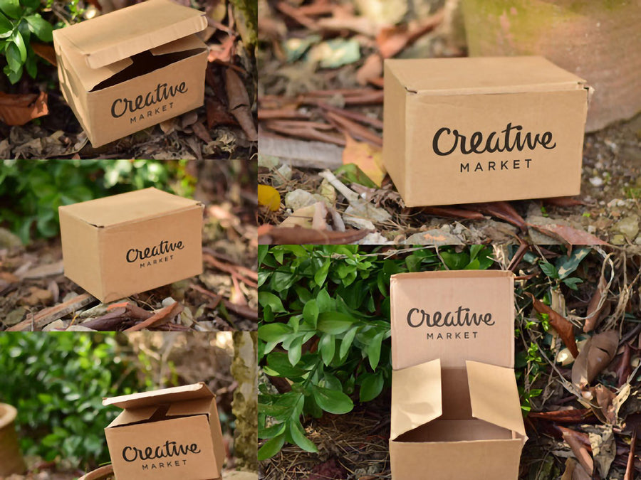 5 Cardboard Mockup Psd