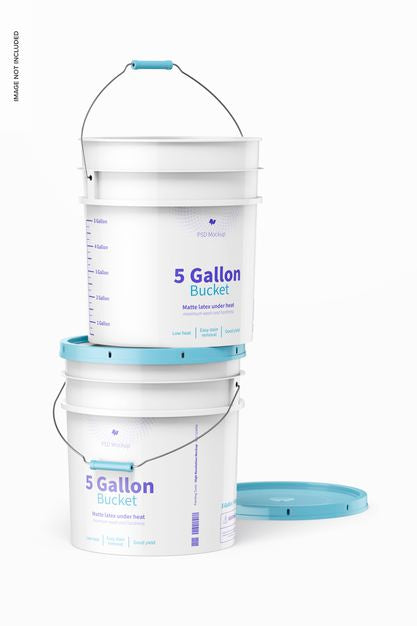 5 Gallon Bucket Mockup, Stacked Psd