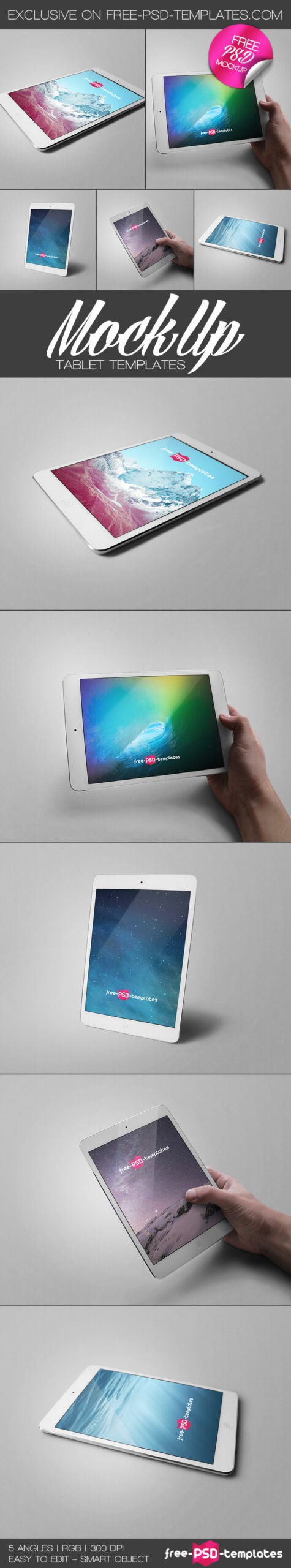 5 Ipad Tablet Mock-Ups In Psd