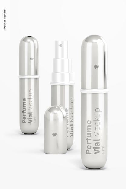 5 Ml Perfume Vials Mockup, Front View Psd