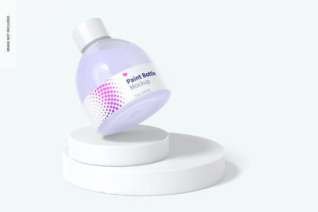 5 Oz Paint Bottle Mockup, Floating Psd