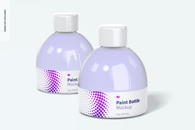 5 Oz Paint Bottles Mockup, Perspective Psd