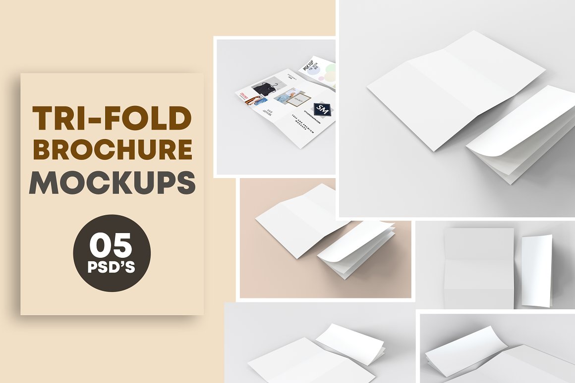 5 Tri-Fold Brochure Mockups