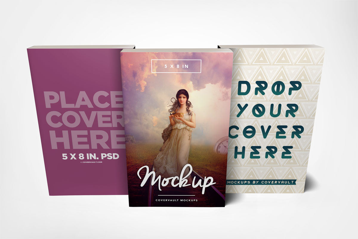 5 X 8 Paperback Book Trio Mockup