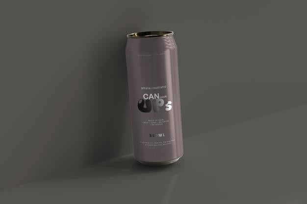 500Ml Sleek Soda Can Mockup Psd