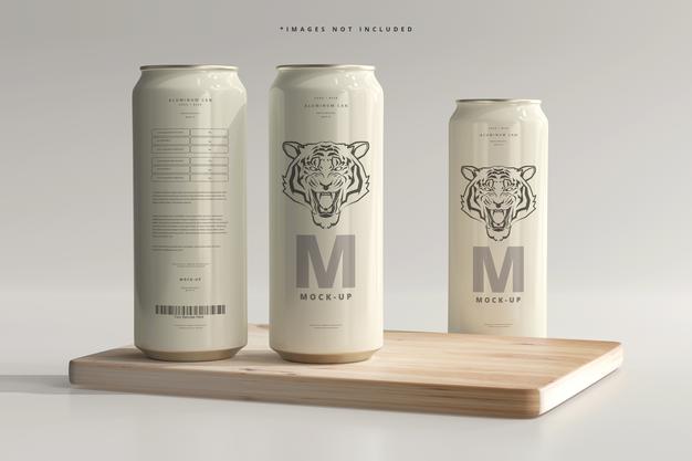 500Ml Sleek Soda Or Beer Can Mockup Psd