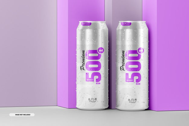 500Ml Soda Cans Mockup Psd