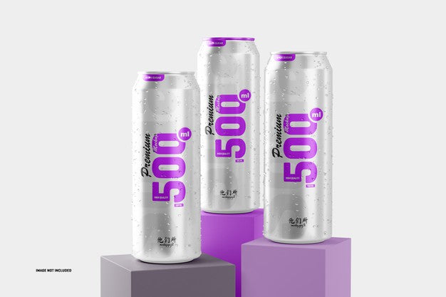 500Ml Soda Cans Mockup Psd
