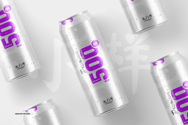 500Ml Soda Cans Mockup Psd