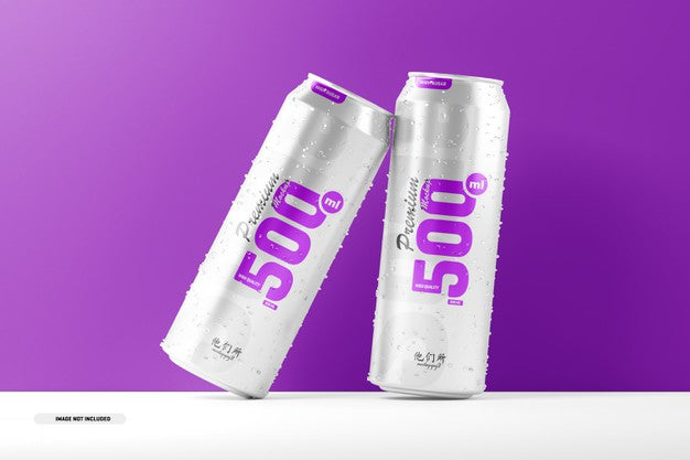 500Ml Soda Cans Mockup Psd