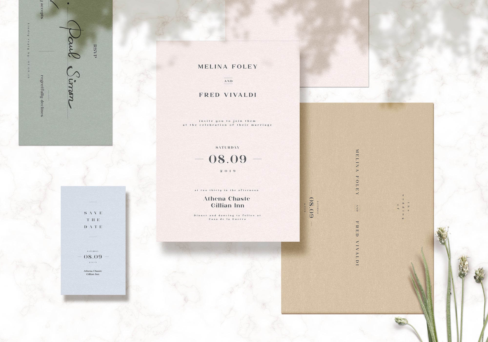 Wedding Invitation Card Mockup PSD Set