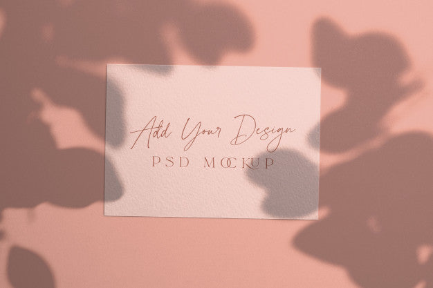 5X7 Inches Card Mockup Shadow Overlay Eucalyptus Psd