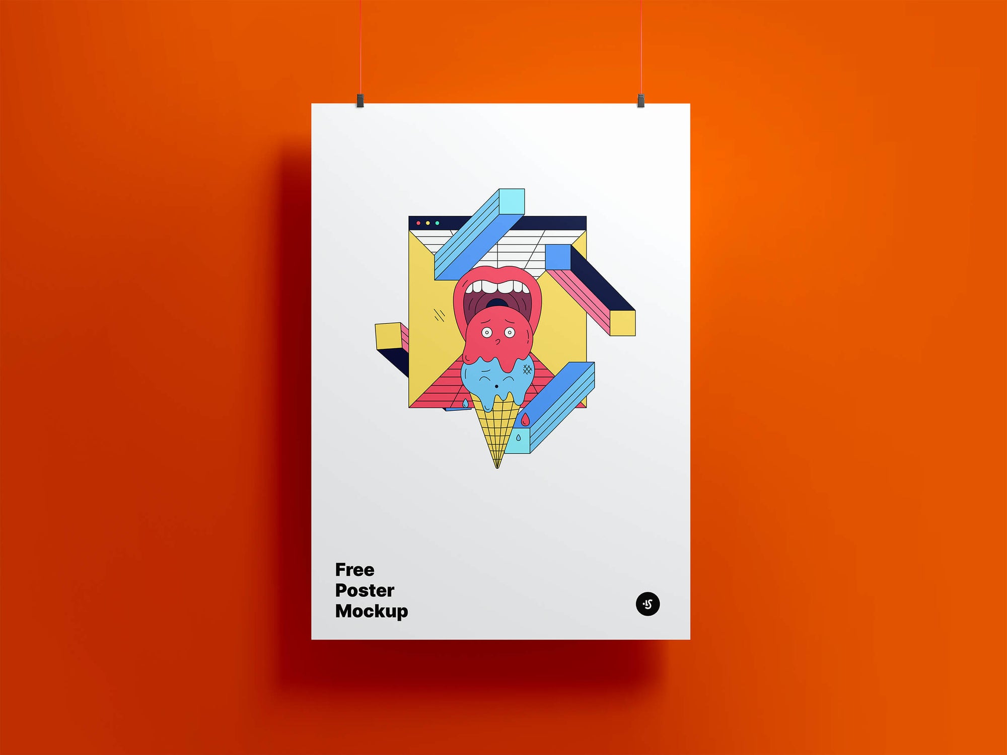 Hanging Poster Mockup PSD