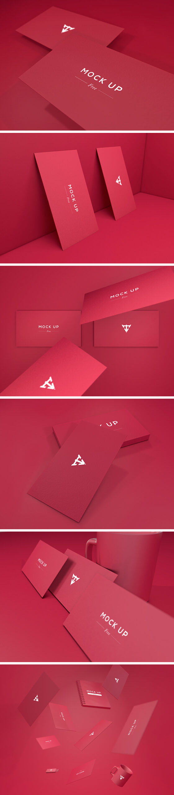6 Business Cards Mockup