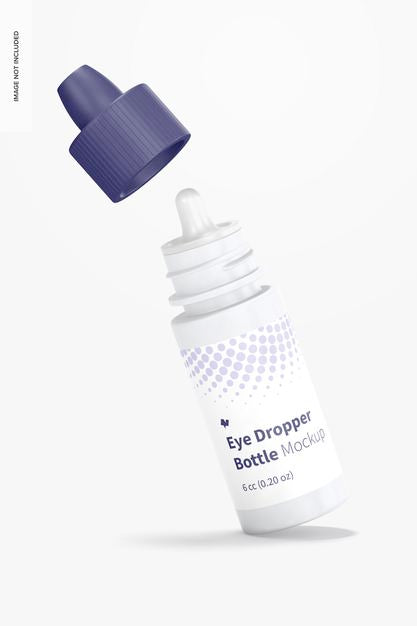 6 Cc Eye Dropper Bottle Mockup, Leaned Psd