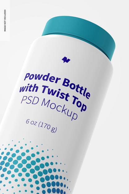 6 Oz Powder Bottle With Twist Top Mockup, Close Up Psd