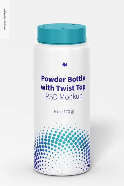 6 Oz Powder Bottle With Twist Top Mockup Psd