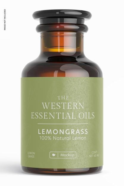 60 Ml Amber Glass Bottle Mockup, Front View Psd