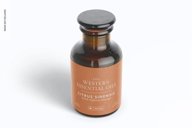 60 Ml Amber Glass Bottle Mockup Psd