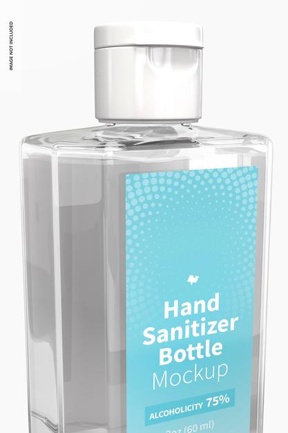 60 Ml Hand Sanitizer Bottle Mockup, Close-Up Psd