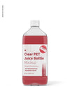 64 Oz Clear Pet Juice Bottle Mockup, Front View Psd